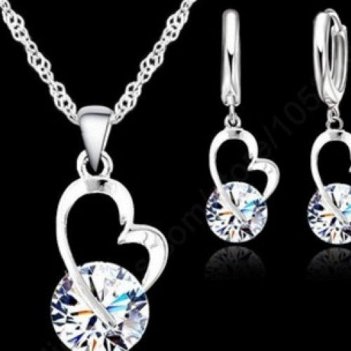 New CZ Necklace+ Dangle/Hoop Earrings Jewelry Sets