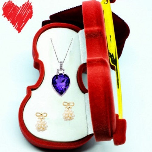 Jewelry Box Velvet Violin Shape Ring