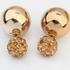 Double Pearl Women Earrings Crystal Two Ball